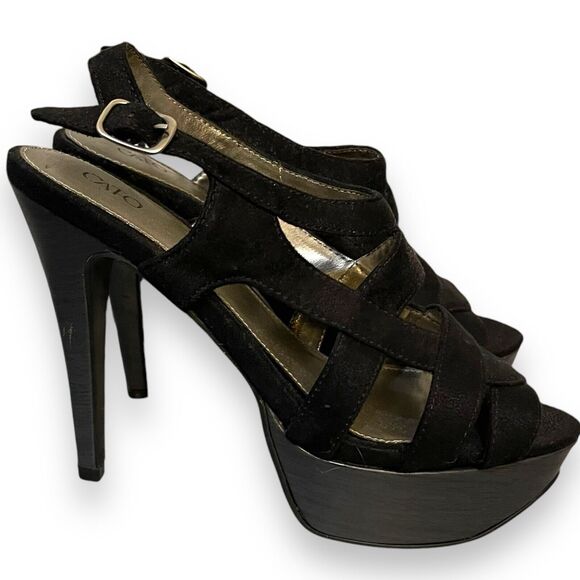 Cato High Heel Sandals Women's 9 Slingback Buckle Fabric Open Toe Party Casual - Picture 3 of 14